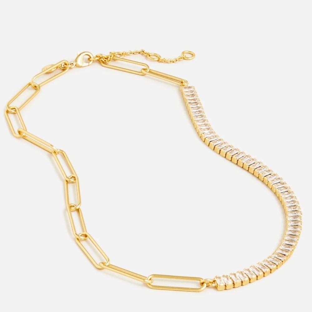 J. Crew Crystal Gold Chain Necklace